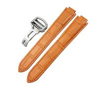 AEHON Genuine Leather Watchband 14mm 16mm 18mm 20mm 22mm For Ballon Bleu De Cartier Convex Type Colorful Calfskin Watch Strap(Orange,14mm)