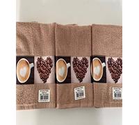 Aeiniweraabbcc Monond Yasirona Riggs 100% Cotton 3 Pack Love Coffee Design Kitchen Hand Tea Towels in Latte