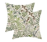 AEIOAE Spring Pillow Covers 22x22 Inch Set of 2,Vintage Sage Green Wild Flower Plant Throw Pillows Case,Seasonal Floral Outdoor Decorative Linen Farmhouse Decor Cushion Covers for Sofa Bed Couch