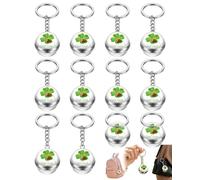 AEIOPRS Lucky Charm Key Fob Set of 12 Double Time Glass Clover Pendant Durable Lucky Charm as a Thank You Advent Calendar Fillers or Job Start Gift