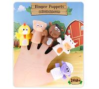 aeioubaby.com Finger Puppets for children and babies | 5 Farm Animals | BPA-free PVC Puppets | Bath Toys | Hand Puppets | Stories