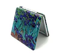 Aeisage Compact Mirror Square Irises Van Gogh Pocket Mirror for Women Small Travel Mirror Magnifying Floral Purse Mirror Compact Unique Gift for Womenn