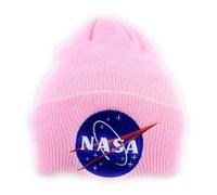 Aeisage Men's Winter Beanie Hat - Black Watch Cap with NASA Patch, Pink, M