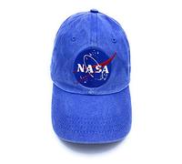 Aeisage NASA Hat Vintage Baseball Cap NASA Logo Cotton Caps for Men Dad Hat Washed Cotton Hats for Women, Blue, M