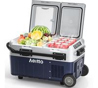 Aeitto 12 Volt Car Refrigerator, 32QT(30L) Dual Zone Portable Car Fridge Freezer -4℉-68℉ Electric Cooler Dual Temp Control Cooling Freezing 12/24V DC & 100-240V AC for Travel, Camping, RV, Road, Home