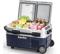 Aeitto 12 Volt Car Refrigerator, 32QT(30L) Dual Zone Portable Car Fridge Freezer -4℉-68℉ Electric Cooler Dual Temp Control Cooling Freezing 12/24V DC & 100-240V AC for Travel, Camping, RV, Road, Home