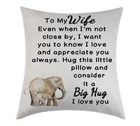 Aeiwjoi Wife Throw Pillow Cover to My Wife Gift Pillow Case Wife Birthday Gift I Love You Gift from Husband Big Hug to My Wife for Her