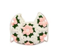 AEJHSIN Knitted hook flower bag Three-dimensional Puff Flower One-shoulder Cross-body Crescent Bag Pure Handmade