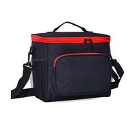 AEJHSIN Oxford Insulated Lunch Bag Large Capacity Outdoor Thermal Picnic Box with Shoulder Strap Water Resistant Cooler Pack(Bk)