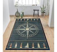 AEKDCL Area Rug Retro Compass W 60 × L 100 cm, Ocean Lighthouse Area Rugs, Washable Rugs, Stain Resistant, Nautical Door Mat Carpet for Bedroom, Non Slip Indoor Floor Throw Carpet