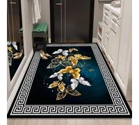 AEKDCL Gilt Butterfly Living Room Area Rug W 60 × L 90 cm, Non Slip Quick Dry Super Absorbent Thin Rugs, Design Light Luxury, Washable Floor Mat, Bedside, Balcony, Bedroom, Office Decor