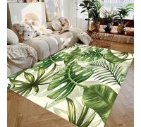 AEKDCL Large Washable Area Rugs W 60 × L 100 cm, Soft Foldable Thin, Non Slip Floral Print Rug, Summer Jungle Green Leaf Living Room Carpet for Bedroom Teen Kids Nursery