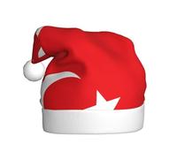 AEKGOHP Adult plush Christmas hat Flag of Turkey Pattern with soft touch for holiday parties and dances suitable for men and women