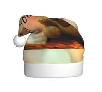 AEKGOHP Adult plush Christmas hat Miss you bear Pattern with soft touch for holiday parties and dances suitable for men and women