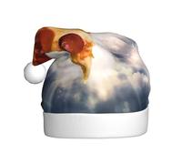 AEKGOHP Adult plush Christmas hat Pizza in the sky Pattern with soft touch for holiday parties and dances suitable for men and women