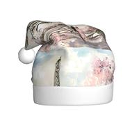 AEKGOHP Adult plush Christmas hat Vintage Style Eiffel Tower Paris Pattern with soft touch for holiday parties and dances suitable for men and women