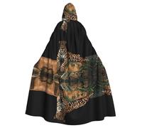 AEKGOHP African Leopard On Rock Printed Halloween Adult Hooded Cape Men'S And Women'S Clothing Mantle Role-Playing