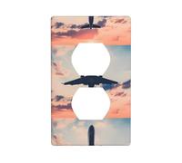 AEKGOHP Airplane Sunset Sky Prints Double Socket Wall Panel Decorative is Durable and Suitable for Socket Light Switch Accessories 4.5x2.76in