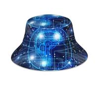 AEKGOHP Artificial Intelligence Brain Printed Reflective Bucket Hat Lightweight, Breathable, Foldable for Men & Women Black