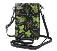 AEKGOHP Basil Thyme Dill & Rosemary Printed Small Leather Women'S Crossbody Flip Phone Bag, Waterproof And Durable