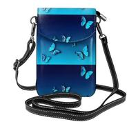 AEKGOHP Beautiful Blue Butterfly Printed Small Leather Women'S Crossbody Flip Phone Bag, Waterproof And Durable