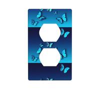 AEKGOHP Beautiful Blue Butterfly Prints Double Socket Wall Panel Decorative is Durable and Suitable for Socket Light Switch Accessories 4.5x2.76in