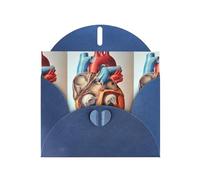 AEKGOHP Blue Greeting Card Human Anatomy Heart Chart Prints for Festive Birthday Party Invitation