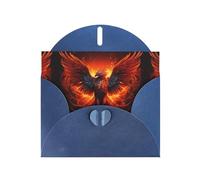 AEKGOHP Blue Greeting Card Orange Red Phoenix Prints for Festive Birthday Party Invitation