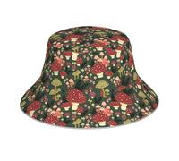 AEKGOHP Bright Mushrooms Art Printed Reflective Bucket Hat Lightweight, Breathable, Foldable for Men & Women Black