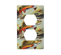 AEKGOHP Brook Trout Fly Fishing Prints Double Socket Wall Panel Decorative is Durable and Suitable for Socket Light Switch Accessories 4.5x2.76in