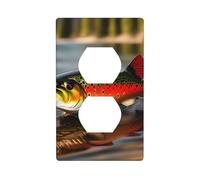 AEKGOHP Brook Trout Fly Fishing Prints Double Socket Wall Panel Decorative is Durable and Suitable for Socket Light Switch Accessories 4.5x2.76in