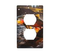 AEKGOHP Brook Trout Fly Fishing Prints Double Socket Wall Panel Decorative is Durable and Suitable for Socket Light Switch Accessories 4.5x2.76in