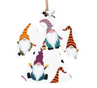 AEKGOHP Christmas Wooden Ornaments Angel Shape 1 PC Xmas Funny Gnomes Pattern for hanging on Christmas trees