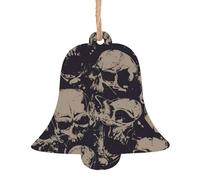 AEKGOHP Christmas Wooden Ornaments Bell Shape 1 PC Many Skulls Get Together Pattern for hanging on Christmas trees