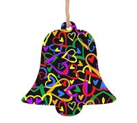 AEKGOHP Christmas Wooden Ornaments Bell Shape 2 PCS Gay Pride Rainbow Pattern for hanging
