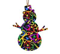 AEKGOHP Christmas Wooden Ornaments Snowman Shape 2 PCS Gay Pride Rainbow Pattern for hanging