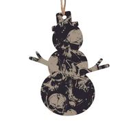 AEKGOHP Christmas Wooden Ornaments Snowman Shape 4 PCS Many Skulls Get Together Pattern for hanging on Christmas trees