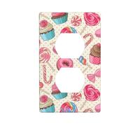 AEKGOHP Colorful Sweet Lollipop Cupcake Donut Prints Double Socket Wall Panel Decorative is Durable and Suitable for Socket Light Switch Accessories 4.5x2.76in