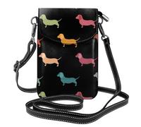 AEKGOHP Cute Dachshound Dogs Printed Small Leather Women'S Crossbody Flip Phone Bag, Waterproof And Durable
