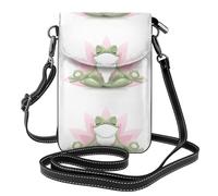 AEKGOHP Cute Funny Frog Doing Yoga Printed Small Leather Women'S Crossbody Flip Phone Bag, Waterproof And Durable