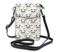AEKGOHP Cute Panda Bamboo Star Printed Small Leather Women'S Crossbody Flip Phone Bag, Waterproof And Durable