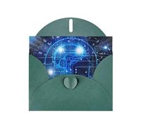 AEKGOHP Dark Green Greeting Card Artificial Intelligence Brain Prints for Festive Birthday Party Invitation