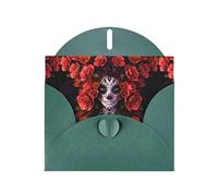 AEKGOHP Dark Green Greeting Card Day Of The Dead Sugar Roses Skull Prints for Festive Birthday Party Invitation