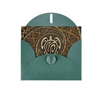 AEKGOHP Dark Green Greeting Card Hawaiian Tapa Honu Turtle Prints for Festive Birthday Party Invitation