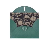 AEKGOHP Dark Green Greeting Card Many Skulls Get Together Prints for Festive Birthday Party Invitation