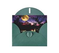 AEKGOHP Dark Green Greeting Card Night Sky with Trees Prints for Festive Birthday Party Invitation
