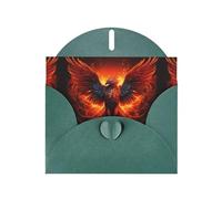 AEKGOHP Dark Green Greeting Card Orange Red Phoenix Prints for Festive Birthday Party Invitation