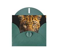 AEKGOHP Dark Green Greeting Card The deep-eyed leopard Prints for Festive Birthday Party Invitation