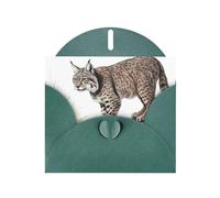 AEKGOHP Dark Green Greeting Card Wild bobcat Prints for Festive Birthday Party Invitation