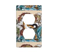 AEKGOHP Dragon and Tiger Prints Double Socket Wall Panel Decorative is Durable and Suitable for Socket Light Switch Accessories 4.5x2.76in